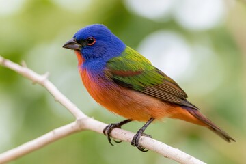 Obraz premium The Painted Bunting Perched on a Branch in Vivid Tropical Colors