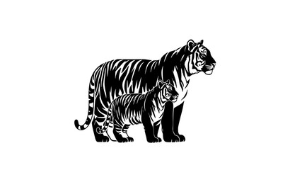 Detailed Standing Tiger Illustration With Striped Fur Wildlife Vector Artwork Isolated © Keyapayal