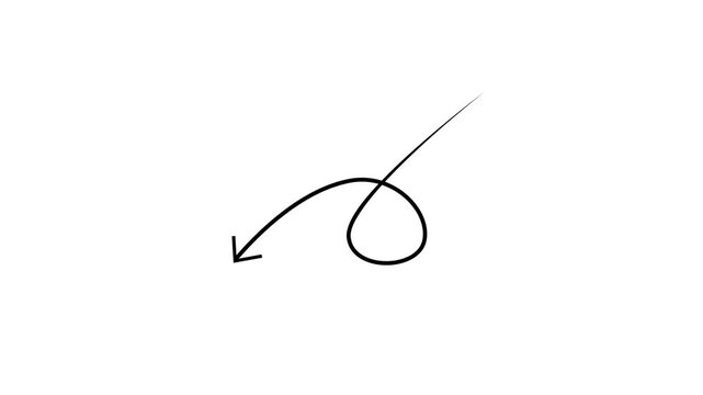 Minimalist Black Line Arrow Looping Downward Animation on a white background 4k video.