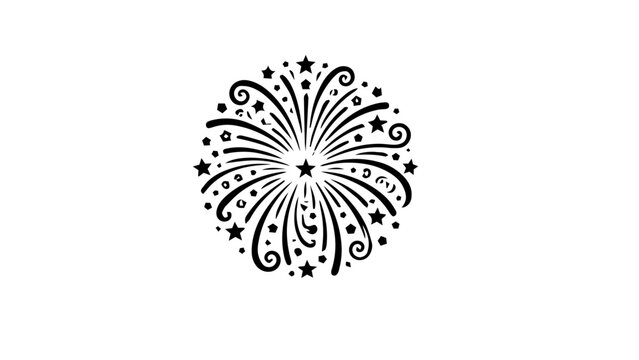 Black Firework Icon, Celebration Emblem, Party Decoration, Vector Graphic