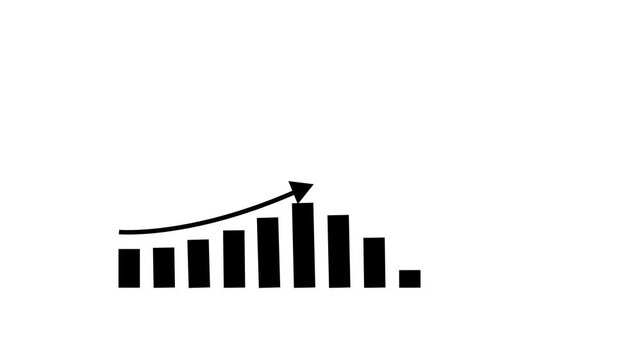Arrow up business graph icon animation. Increasing business growth chart animation. Going up business graph concept.black background