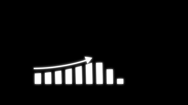 Arrow up business graph icon animation. Increasing business growth chart animation. Going up business graph concept.black background