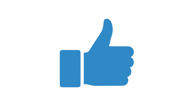 Thumbs Up Icon Flat Blue Design On White Background
