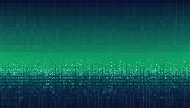 Abstract dark green and teal pixelated digital gradient background.
