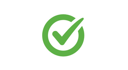 Green checkmark icon with circular outline flat vector illustration © PAKE