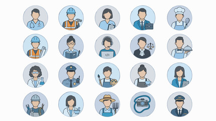 Obraz premium Professional Flat Vector Avatars Collection Diverse Occupations Business Ready