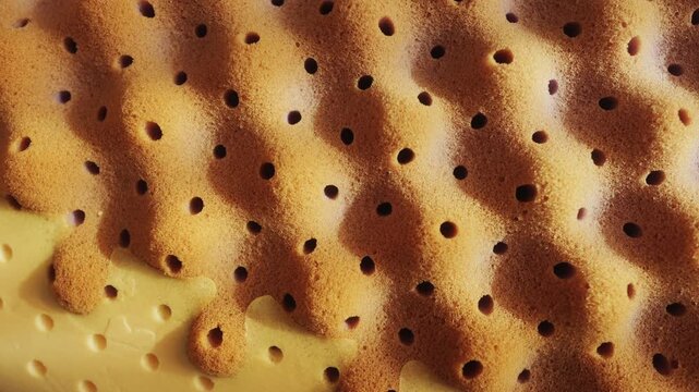 Close up of layered smart pillow with bubble textured surface, showcasing innovative design, softness and comfort.