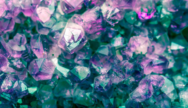 Multi-colored crystal mineral stone. Gems. Mineral crystals in the natural environment. Texture of precious and semiprecious stones. shiny surface of precious stone