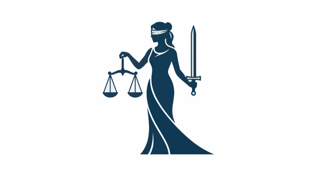 Lady Justice Vector Illustration Scales Sword Blindfolded Legal Symbol Commercial Use
