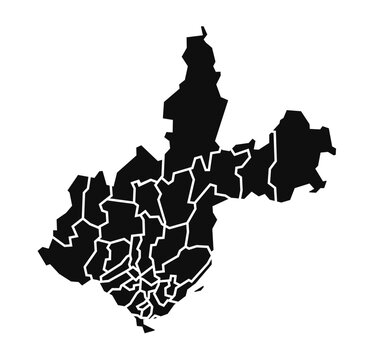 Irkutsk Oblast: Professional Flat Black Vector Map with All Administrative Boundaries