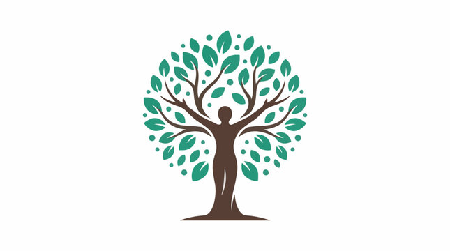 Minimalist Human Tree Logo Vector Flat Design Professional Graphic Resource