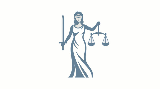 Professional Flat Vector Lady Justice Themis Scales Sword Legal Symbol Commercial Use
