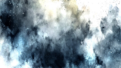 Abstract ethereal cosmic nebula, swirling galaxies, interstellar dust, stellar birth, vibrant Hues of cyan, gold, deep indigo, mysterious celestial expanse. © Ateş