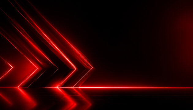 Glowing Red Neon Arrows Direction Abstract Dark Background Design