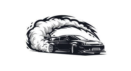 Drifting Sports Car with Smoke Trail - Dynamic Automotive Illustration © Wahyu