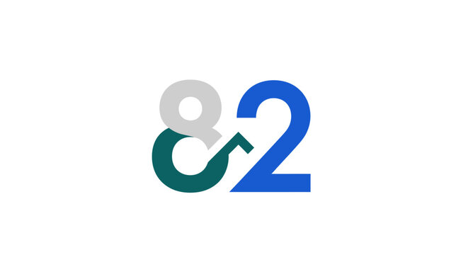 Number 82 graphic design, modern typography, clean background