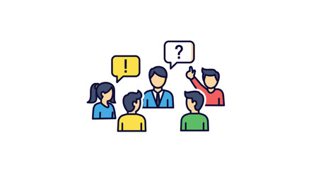 Fototapeta premium Group of people with speech bubbles flat vector illustration
