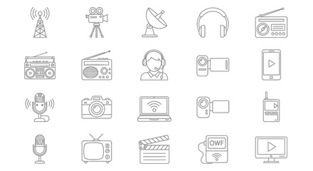 Fototapeta premium Collection of various media and communication icons