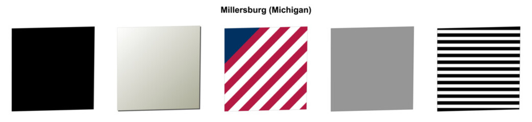 Obraz premium Millersburg (Michigan) blank outline map set