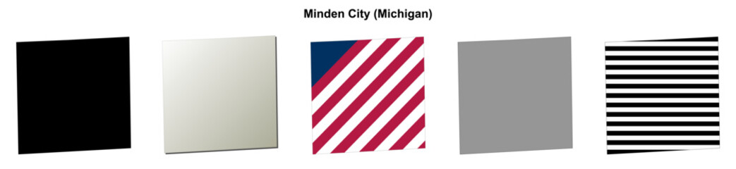Obraz premium Minden City (Michigan) blank outline map set