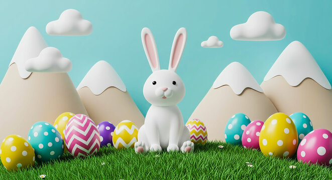easter bunny and easter eggs