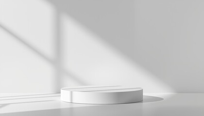 Minimalist product display mockup with elegant podium and soft shadows in clean composition © Tito Rollis