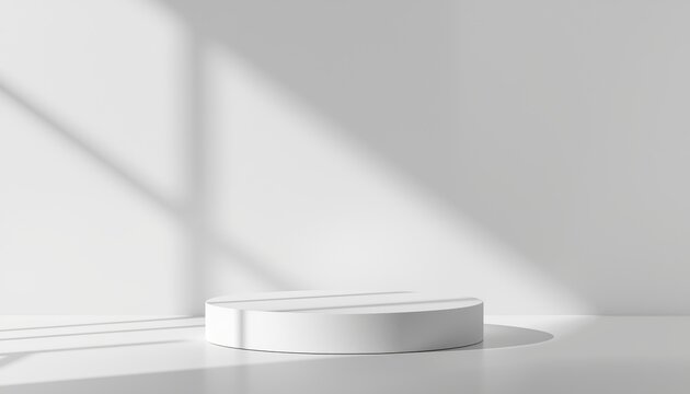Minimalist product display mockup with elegant podium and soft shadows in clean composition
