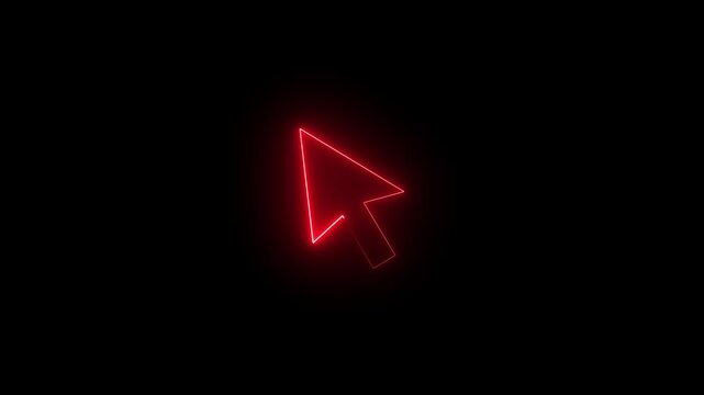 green color Neon Cursor icon. neon glowing Mouse click cursor Animation of glowing neon Selection tool icon isolated .Mouse cursor, hand finger and press .Click pointer line double collar animation