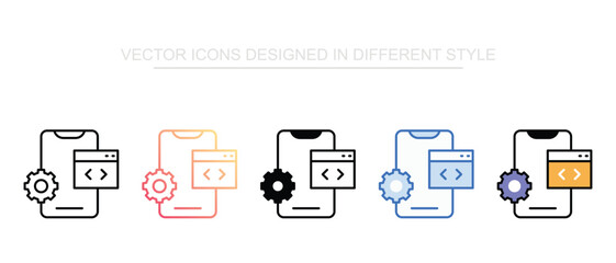 Fototapeta premium Develop App Icon Set Isolated With White Background