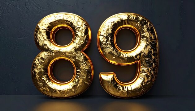 Golden balloons in the shape of 89.