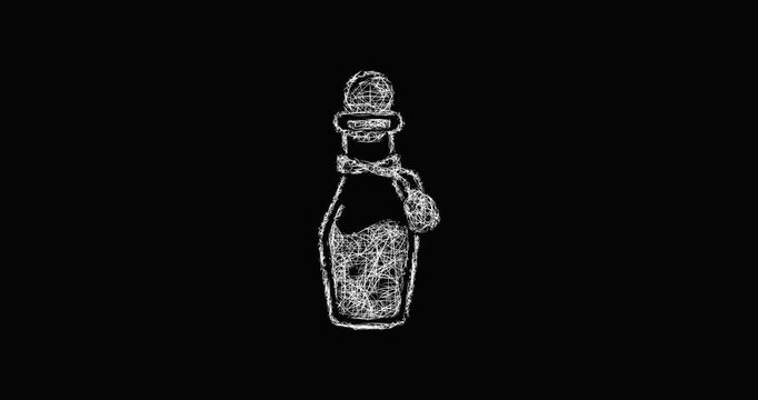 Sketch potion bottle icon animation - smooth progressive reveal