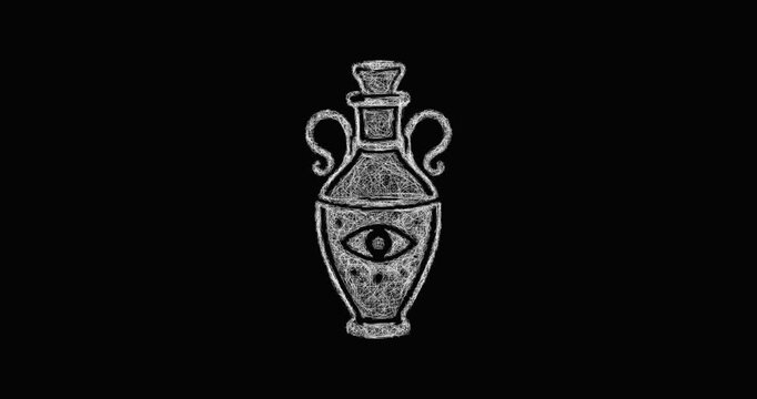 Sketch ancient elixir bottle icon animation - smooth progressive reveal