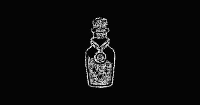 Sketch sealed elixir bottle icon animation - smooth progressive reveal
