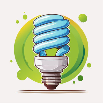 Illustration of a blue spiral energy-saving light bulb