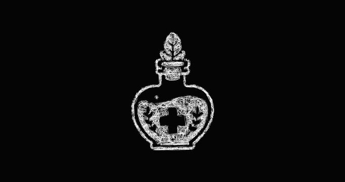 Sketch healing elixir bottle icon animation - smooth progressive reveal