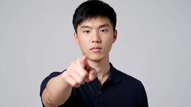 Young man's front half human pixel, young man pointing forward