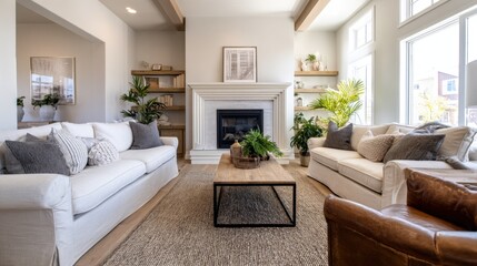 Fototapeta premium Modern, light-filled living room