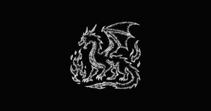 Sketch fire dragon icon animation - smooth progressive reveal