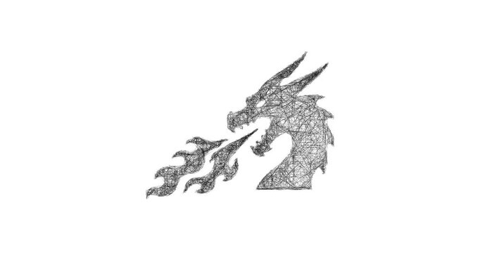 Sketch dragon fire icon animation - smooth progressive reveal
