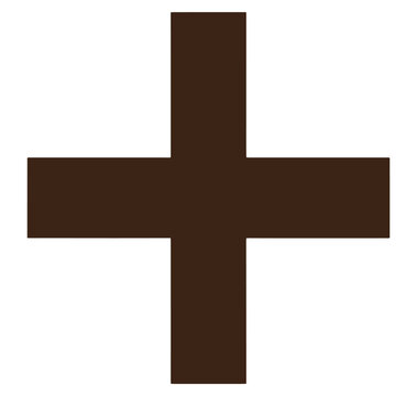Brown plus sign symbol icon isolated on transparent background