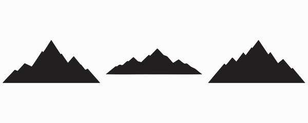 Mountain silhouette isolated on light background, rugged rocky peak illustration representing nature, adventure, wilderness, hiking, and outdoor exploration themes. © MD Rokib Adobe