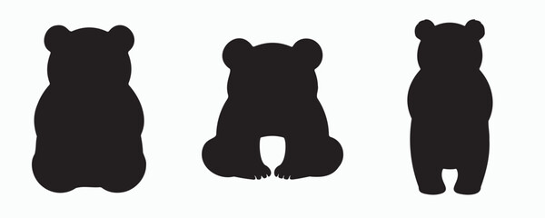 Panda silhouette isolated on light background, cute giant panda bear illustration featuring standing and sitting poses, ideal for wildlife, conservation, and nature-themed designs. © MD Rokib Adobe