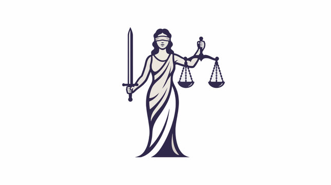 Professional Lady Justice Vector Illustration Flat Design Legal Symbol Commercial Use