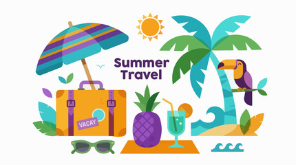 Obraz premium Modern Flat Vector Illustration Summer Travel Concept Business Ready