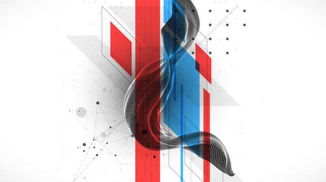 Modern abstract wave art background is made in a frame style. Template for science and technology presentation. Vector.