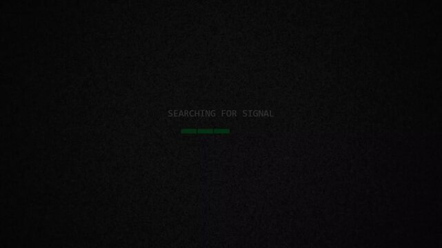 TV Static Noise with Searching For Signal Message for Retro Broadcast Failure and Lost Connection Concepts in Cinematic Media Production