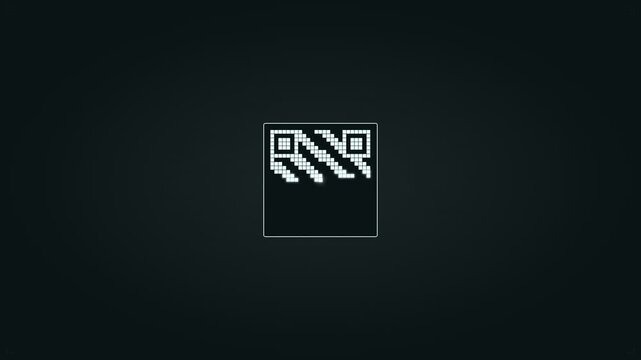 Minimalist Digital Data Processing Symbol Featuring Abstract Geometric Patterns Within A Dark High Tech Square Interface