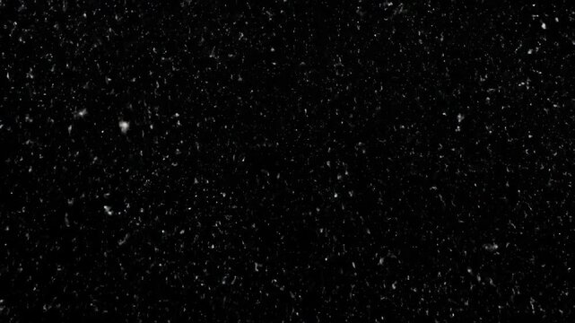 White particles falling on a black background, black starry sky particle background
