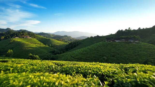 Tea Mountain natural scenery materials, green tea mountain scenery