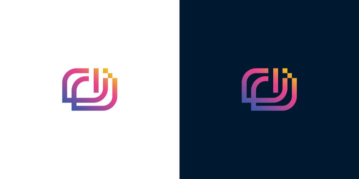 Modern abstract tech letter D logo design template with vibrant gradient lines for business branding